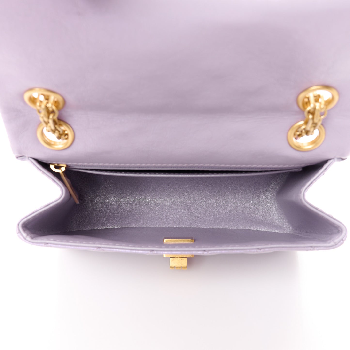 Glittered Aged Calfskin Quilted Mini 2.55 Reissue Flap Lilac