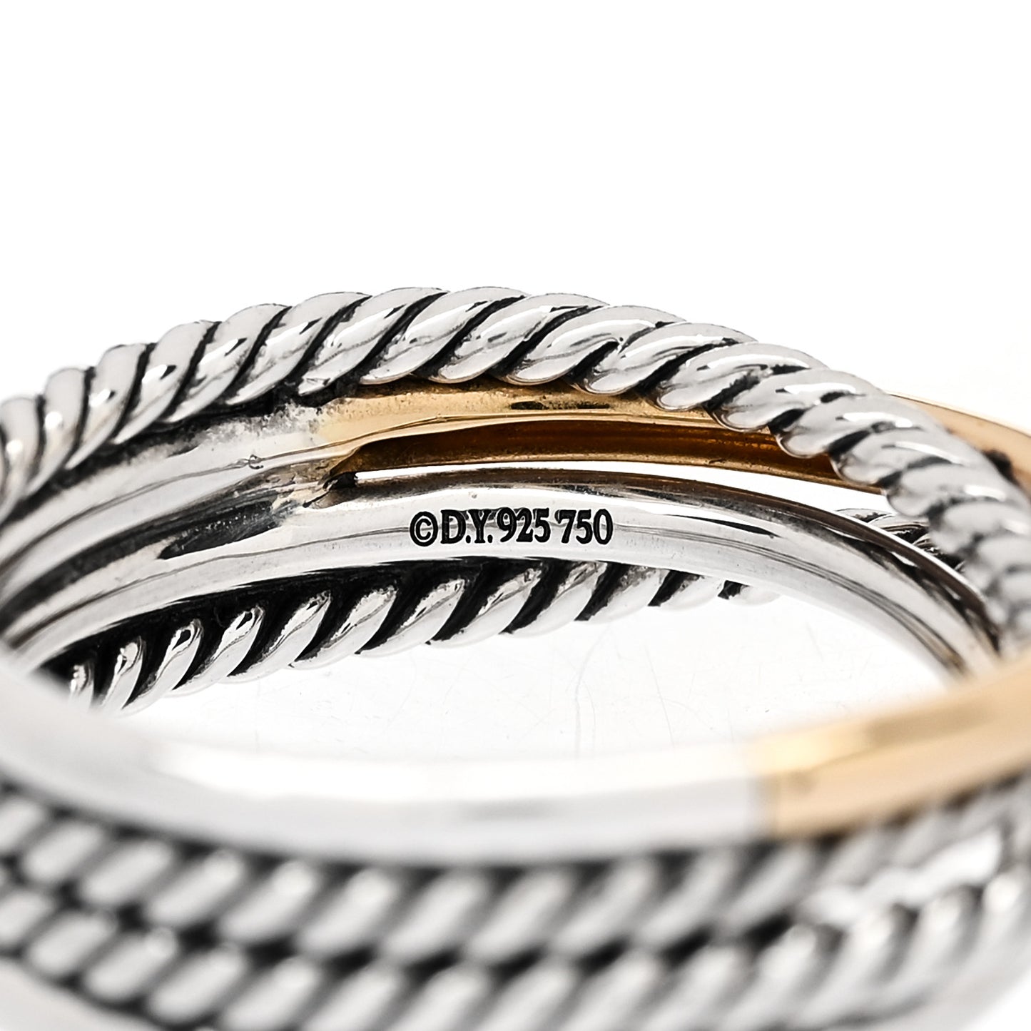 Sterling Silver 18K Yellow Gold Narrow Crossover Ring 53 6.5