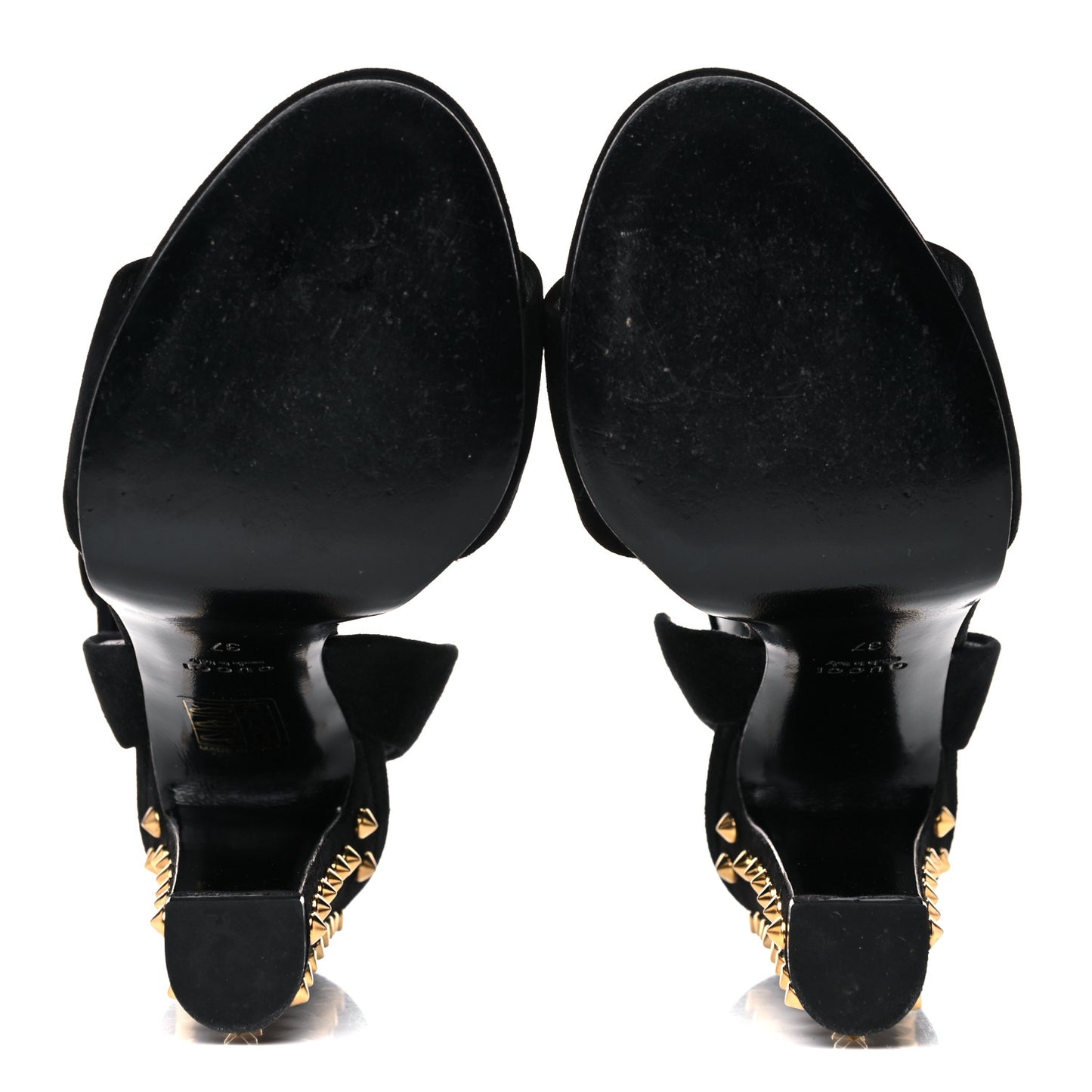 Kid Scamosciato Studded Buckle Platform Sandals 37 Black Gold