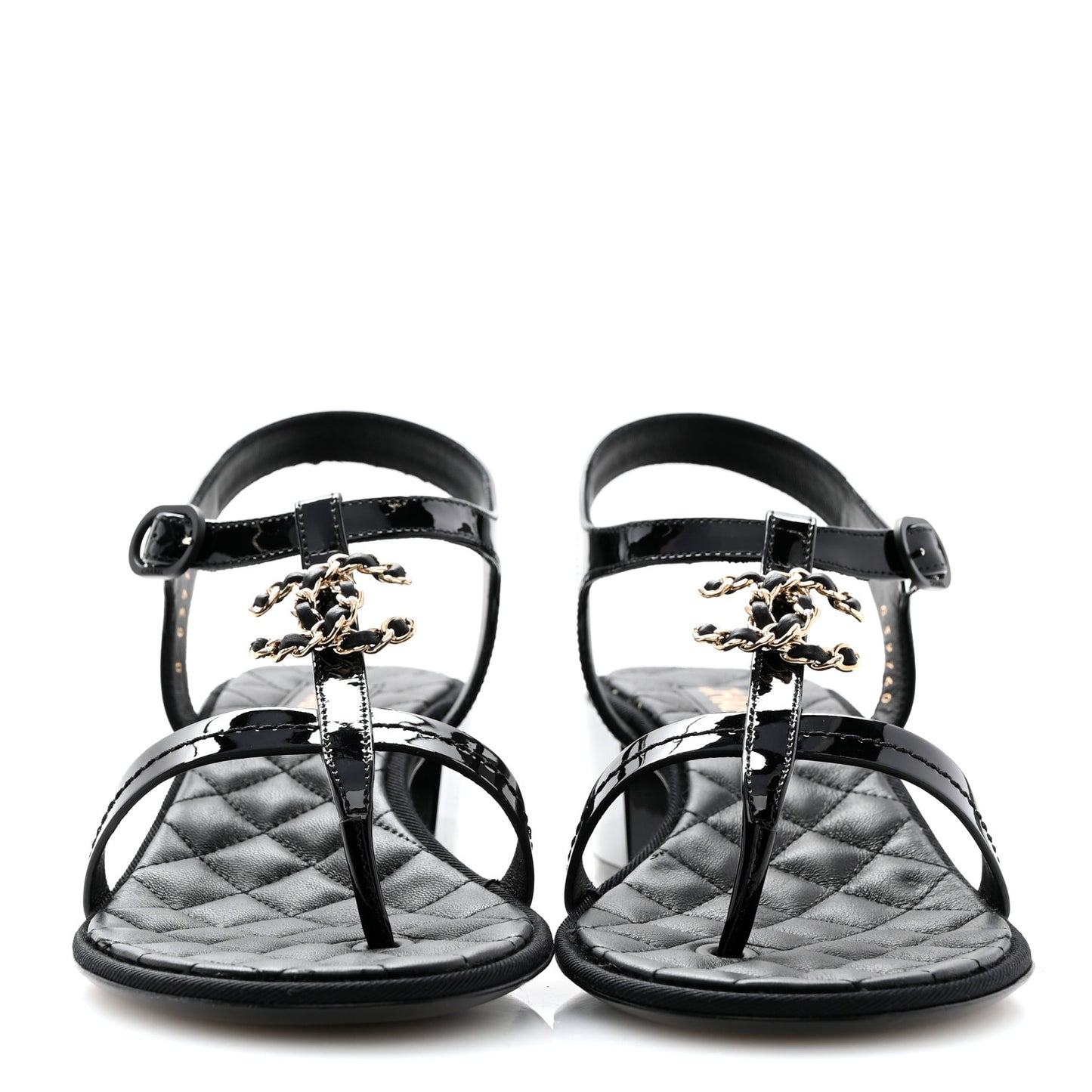 Patent CC Logo Thong Sandals 39.5 Black