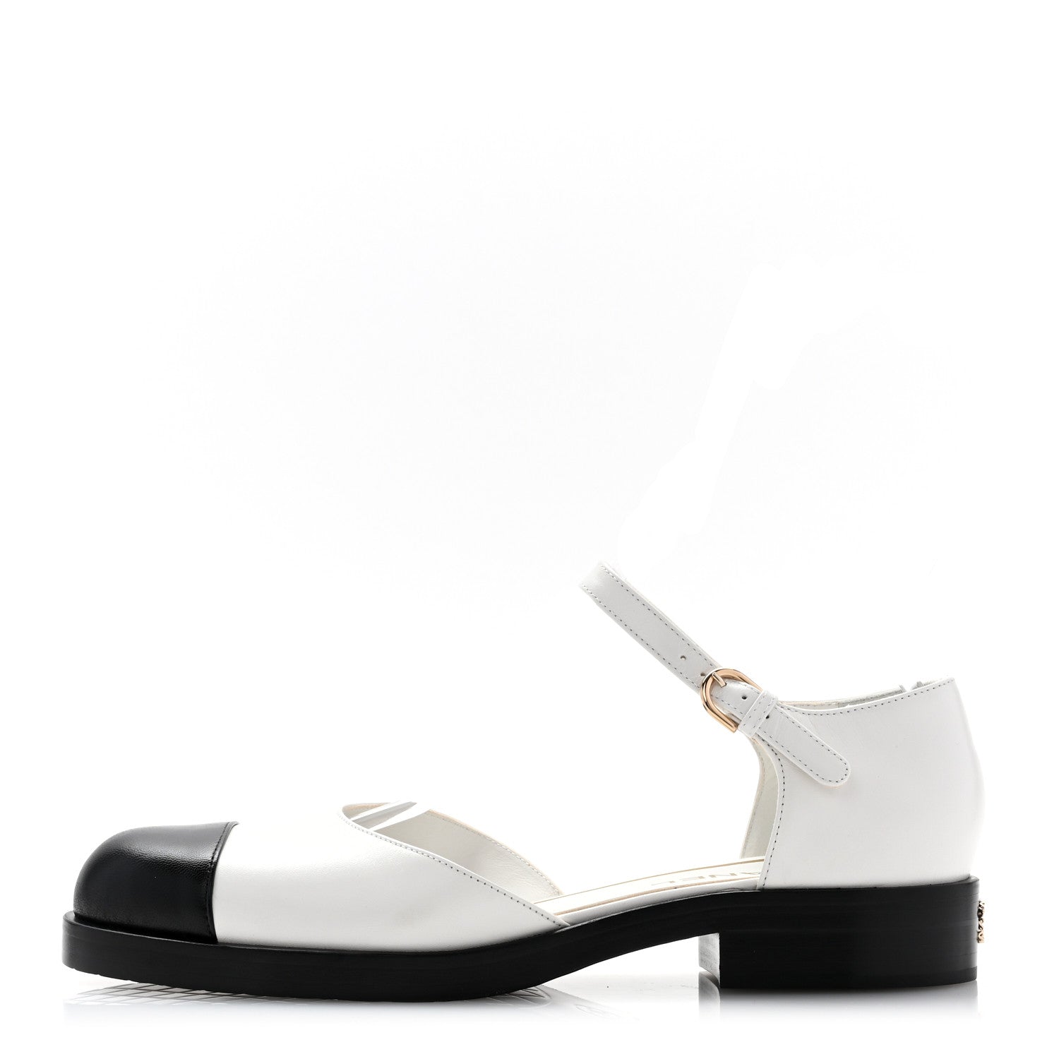 Chanel Shiny Goatskin Mary Jane Flats 41 White Black 1 of 10