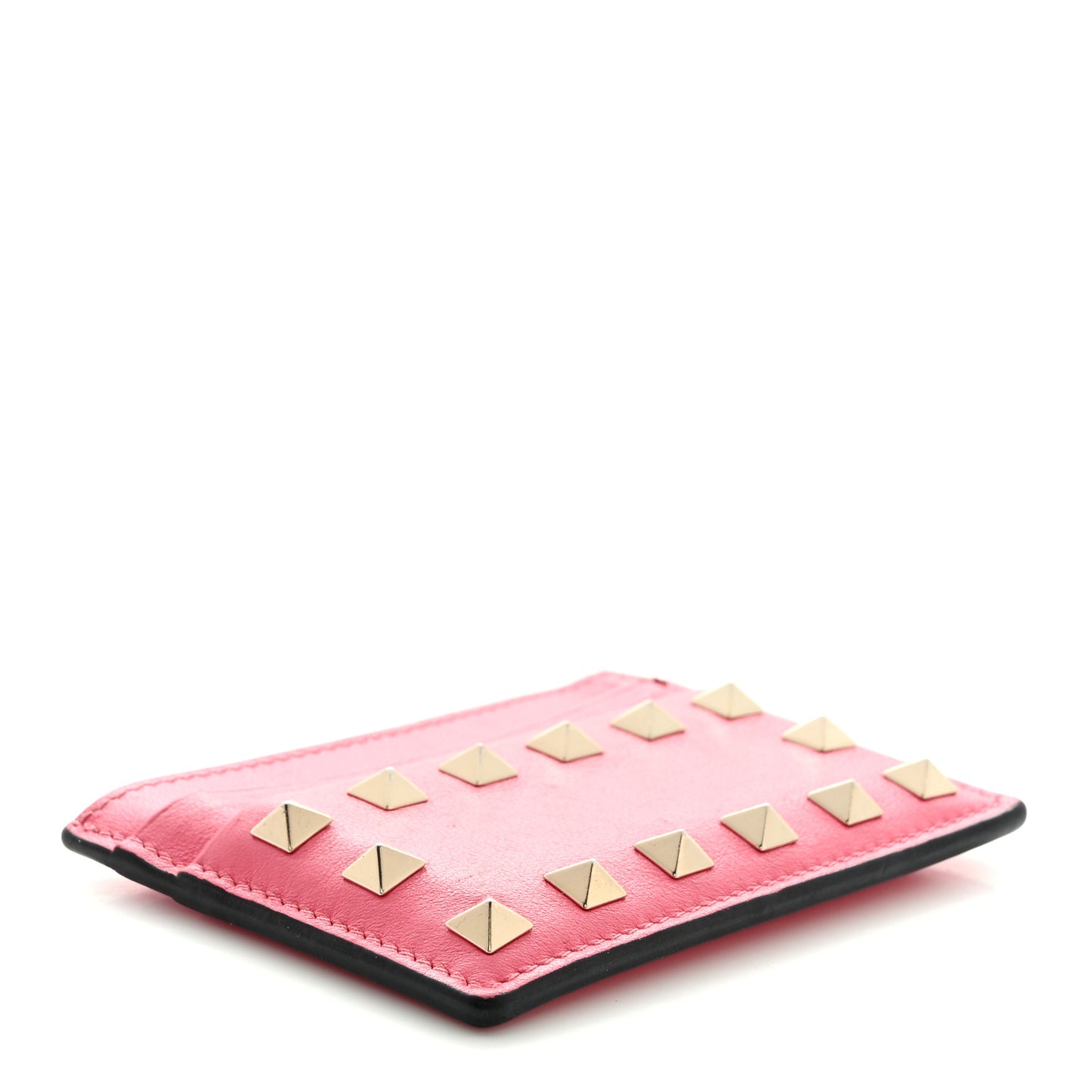 Vitello Rockstud Card Holder Shadow Pink