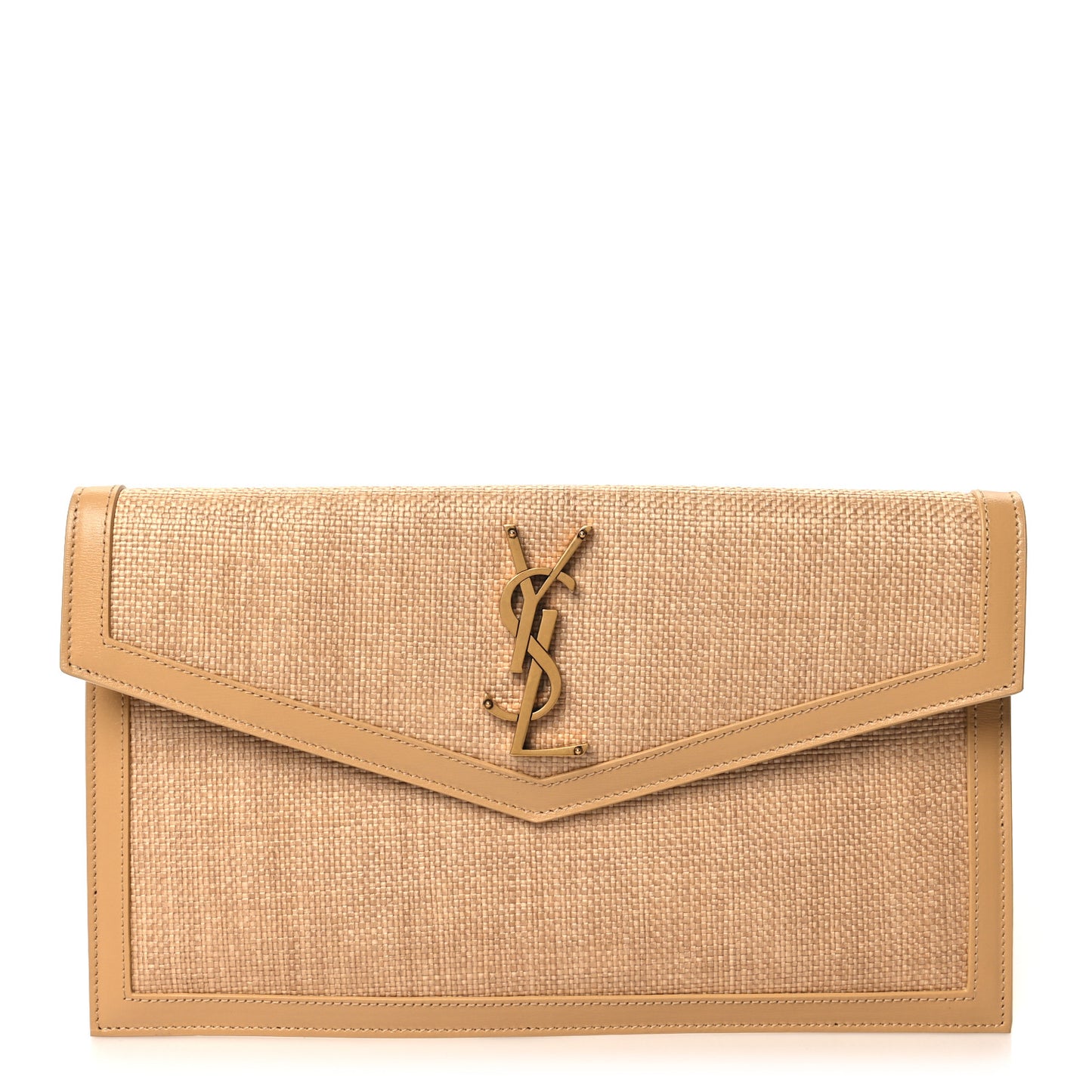 Micro Raffia Uptown Pouch Natural Hay Blush