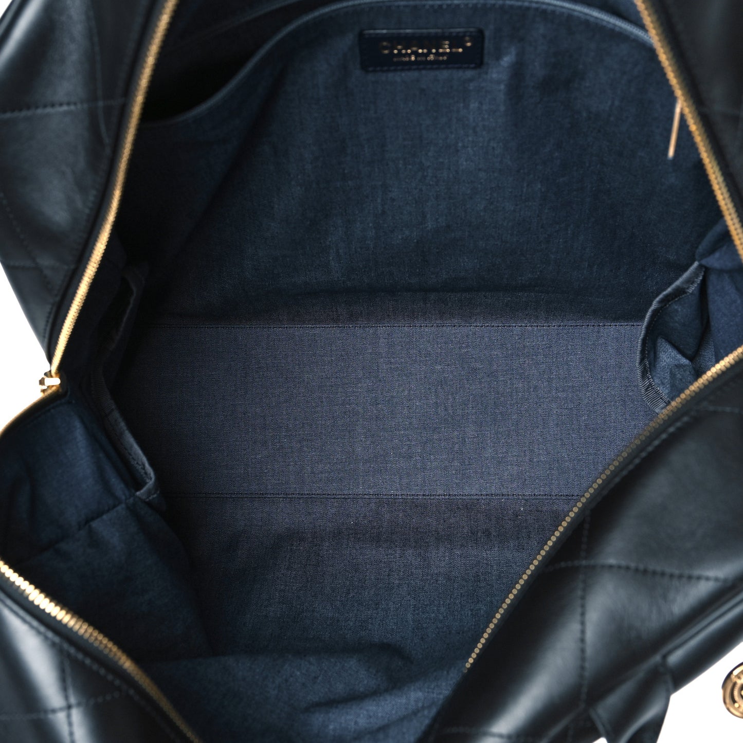 Calfskin Stitched Maxi Logo Bowling Bag Black