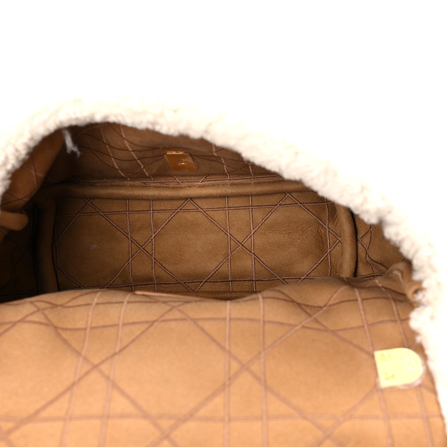 Shearling Cannage Medium Caro Bag Natural