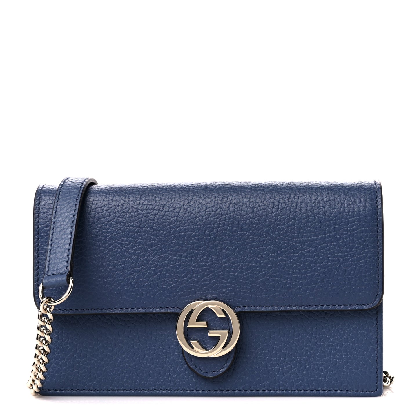 Dollar Calfskin Interlocking G Chain Wallet Caspian