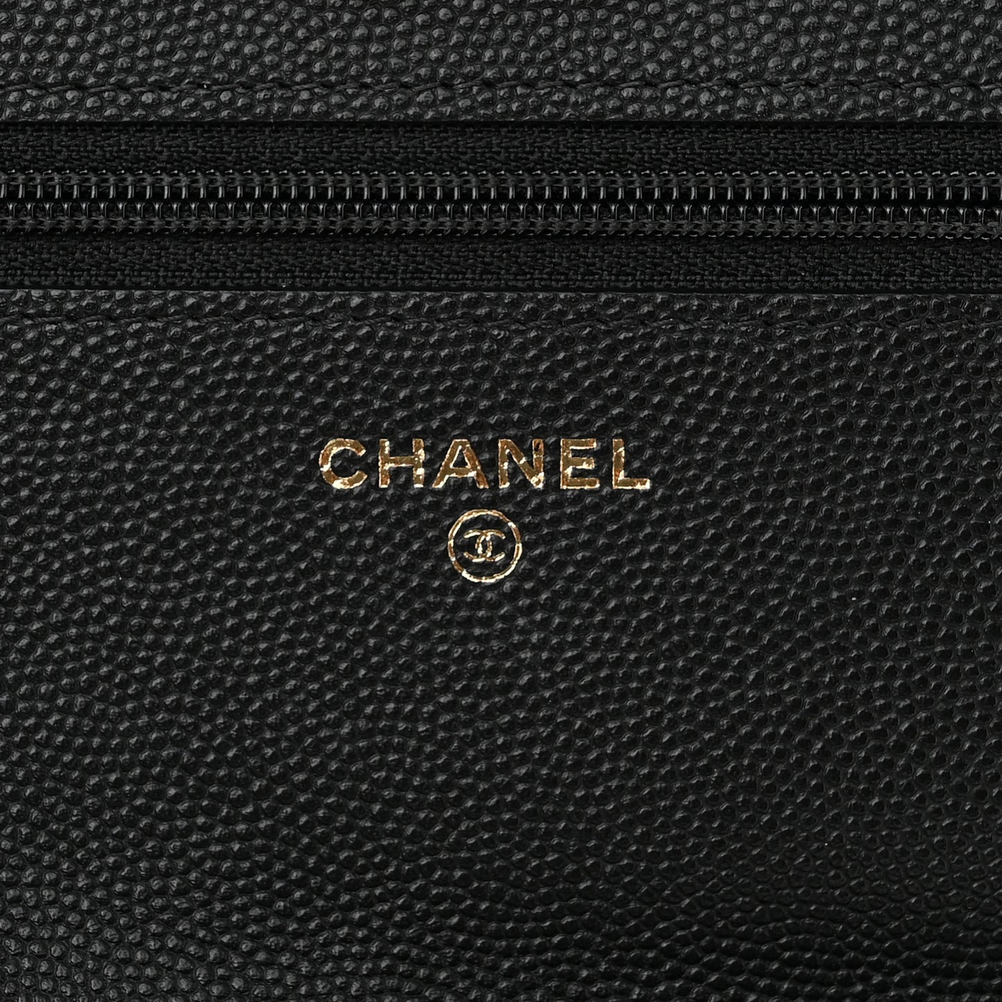 Caviar Suede Stitched Lady Coco Wallet On Chain WOC Black