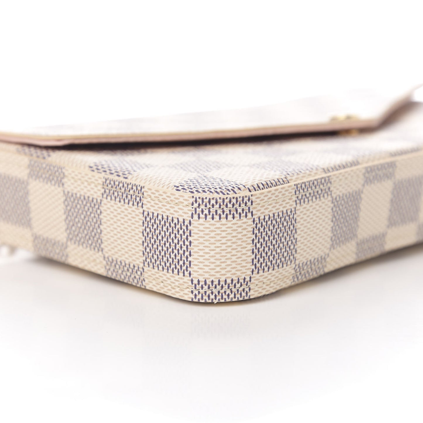 Damier Azur Pochette Felicie Chain Wallet Rose Ballerine