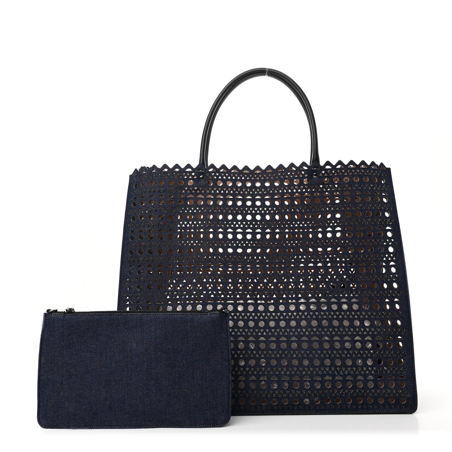 Denim Laser Cut Garance Tote Blue