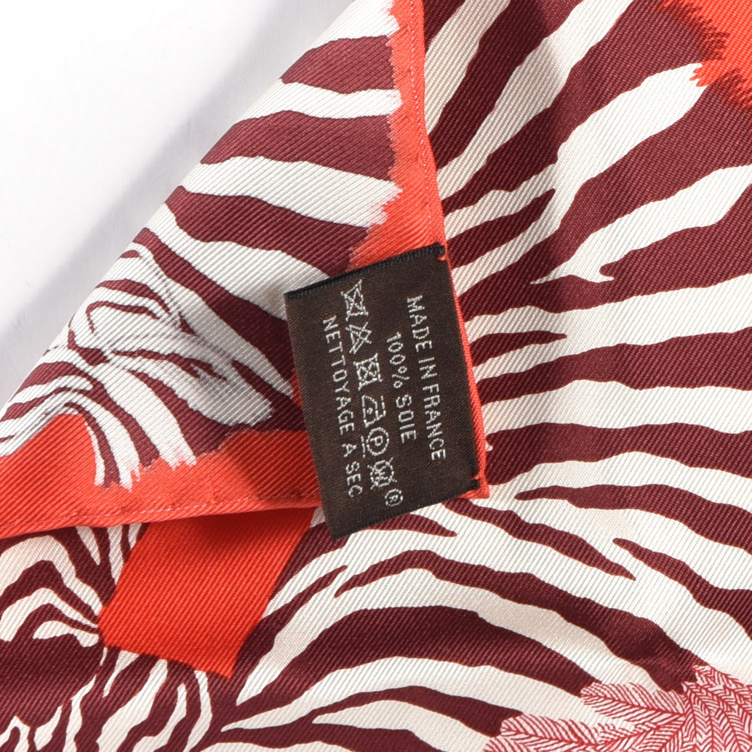 Hermes Silk Carre Zebra Pegasus Nano Scarf 20 Rouge Bordeaux Black 4 of 4