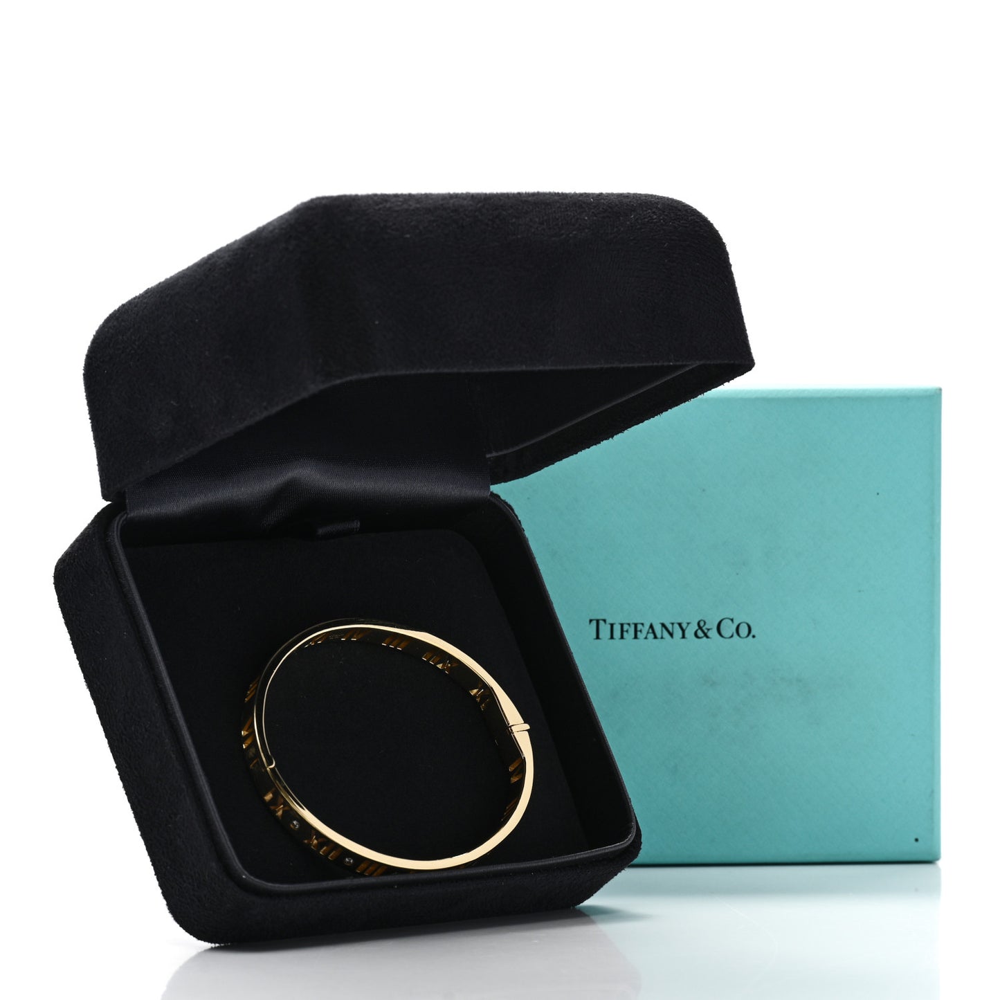 18K Yellow Gold Diamond Atlas Pierced Hinged Bangle Bracelet