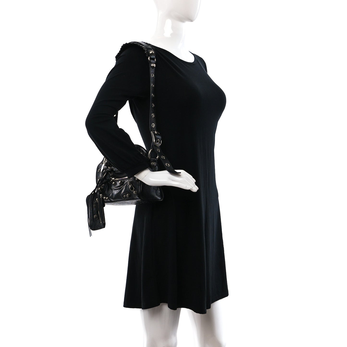 Agneau Arena Mini Le Cagole Duffle Crossbody Bag Black