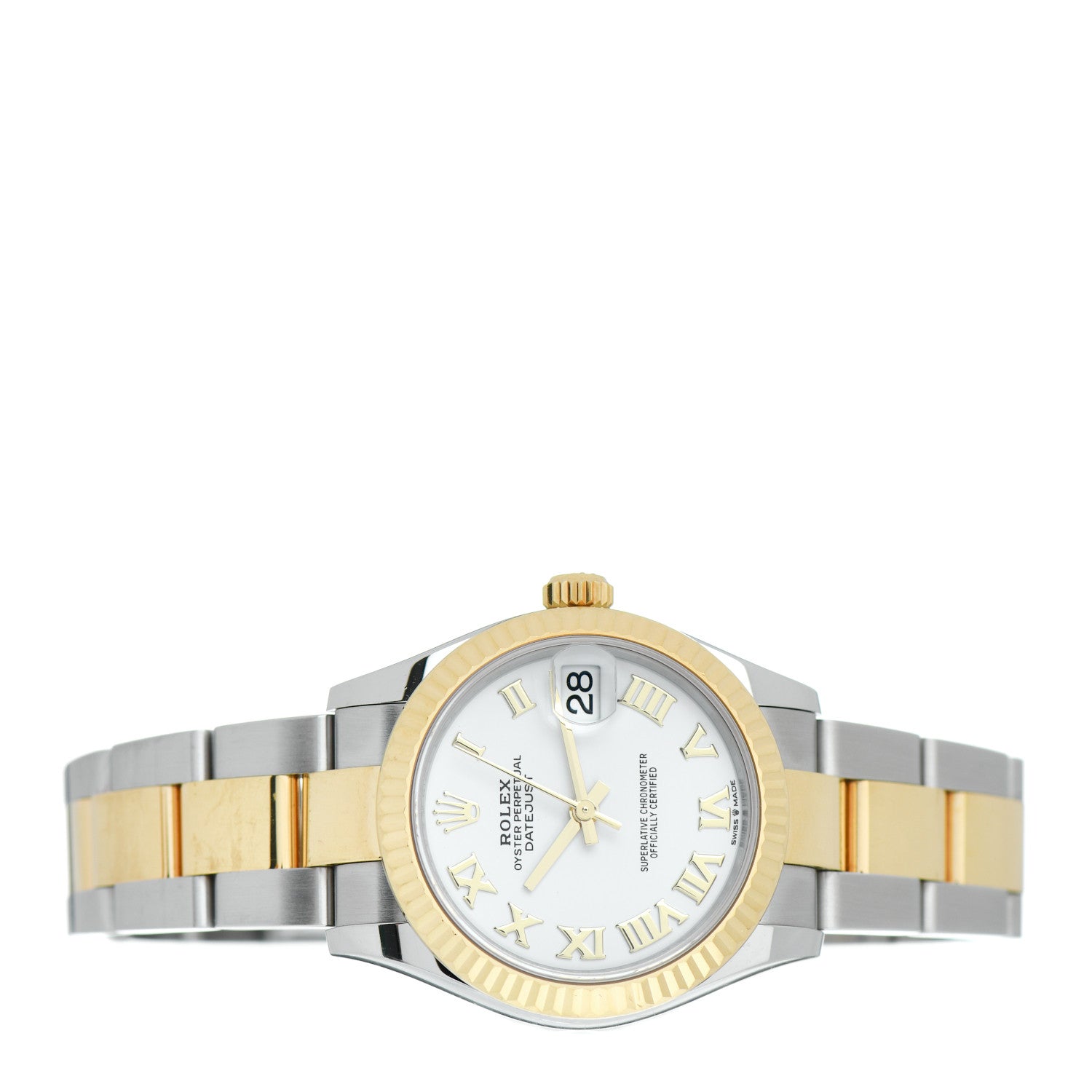 Rolex Stainless Steel 18K Yellow Gold 31mm Oyster Perpetual Datejust Watch White Roman 278273 2 of 5