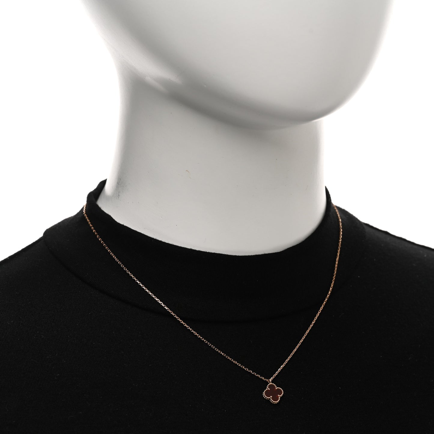18K Rose Gold Carnelian Sweet Alhambra Pendant Necklace