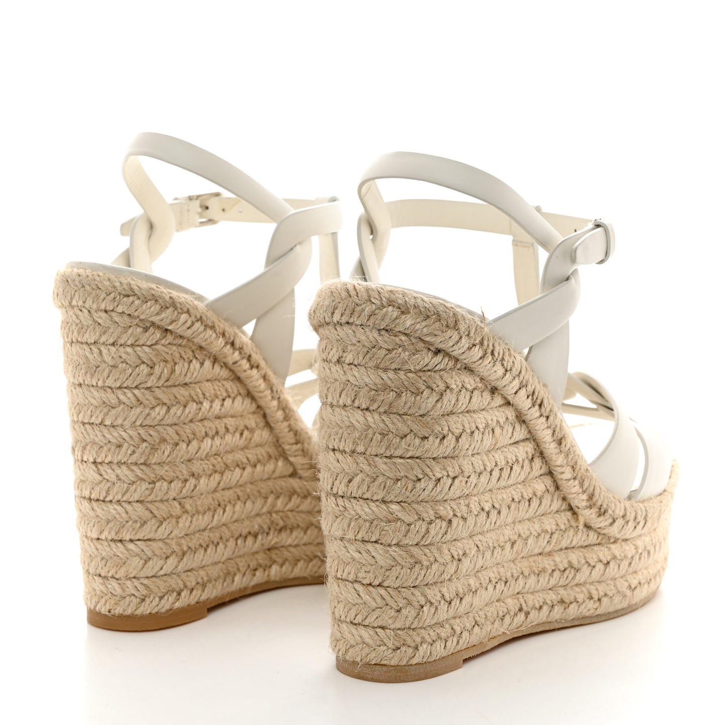 Calfskin Tribute 95 Platform Espadrille Wedge Sandals 38 Porcellana