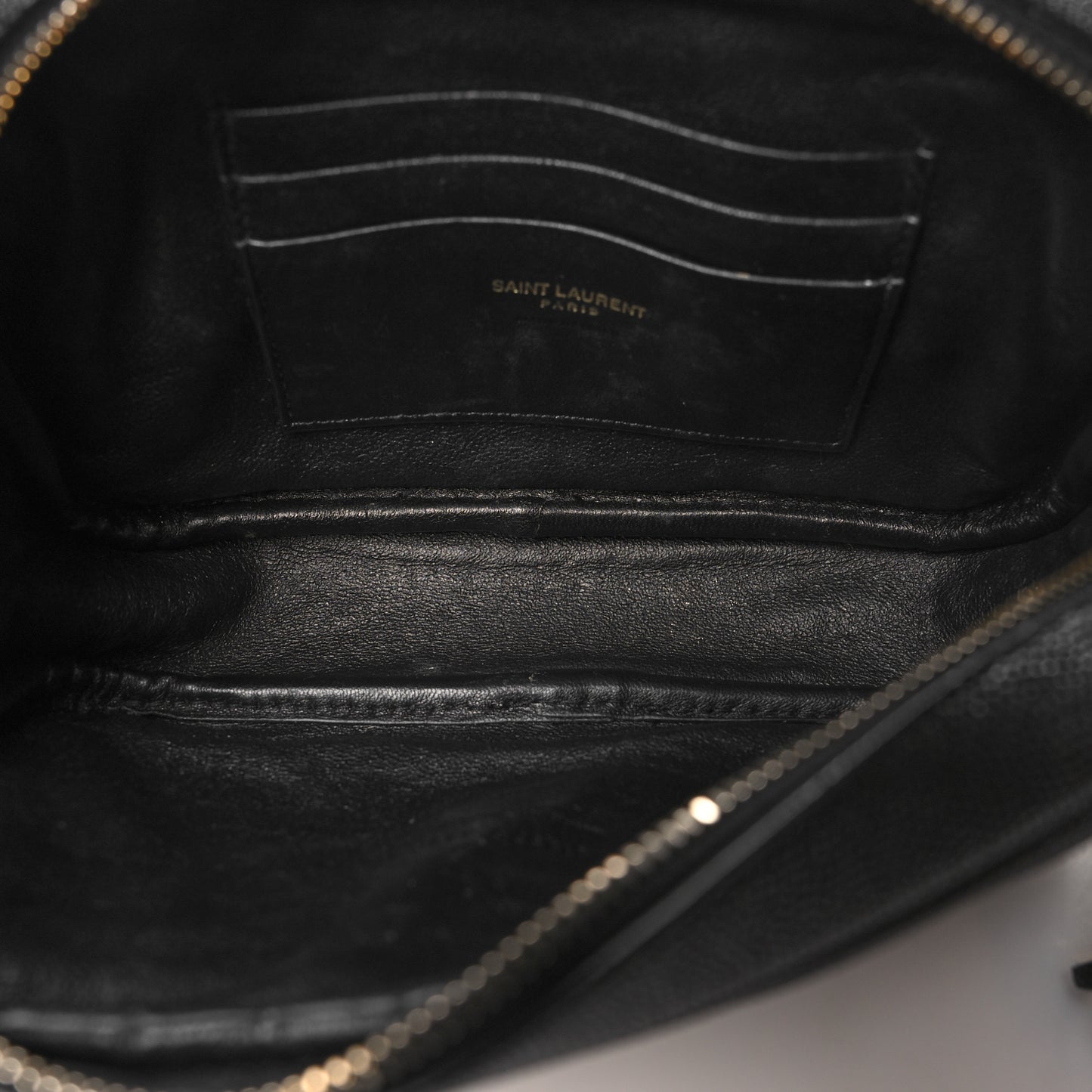 SAINT LAURENT Grain De Poudre Matelasse Monogram Mini Lou Camera Bag Black