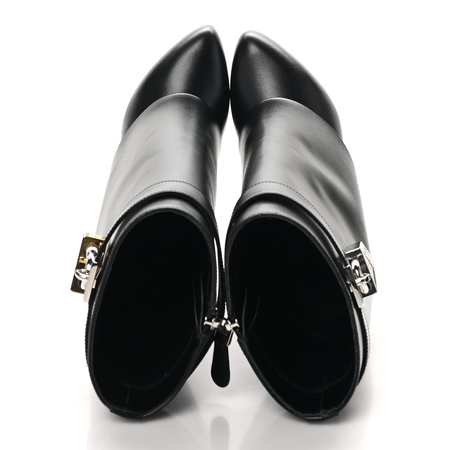 Calfskin Shark Lock Ankle Boots 38 Black