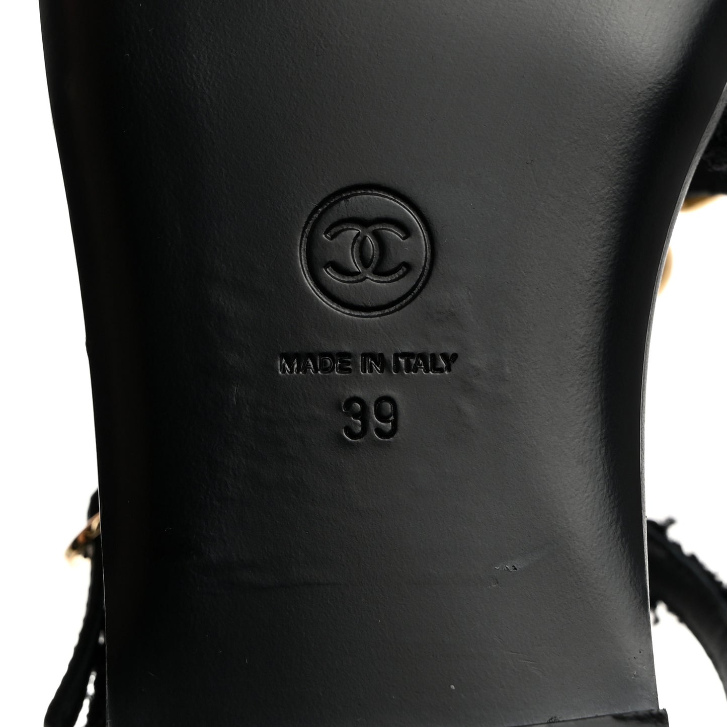 Tweed CC Turnlock Thong Sandals 39 Black