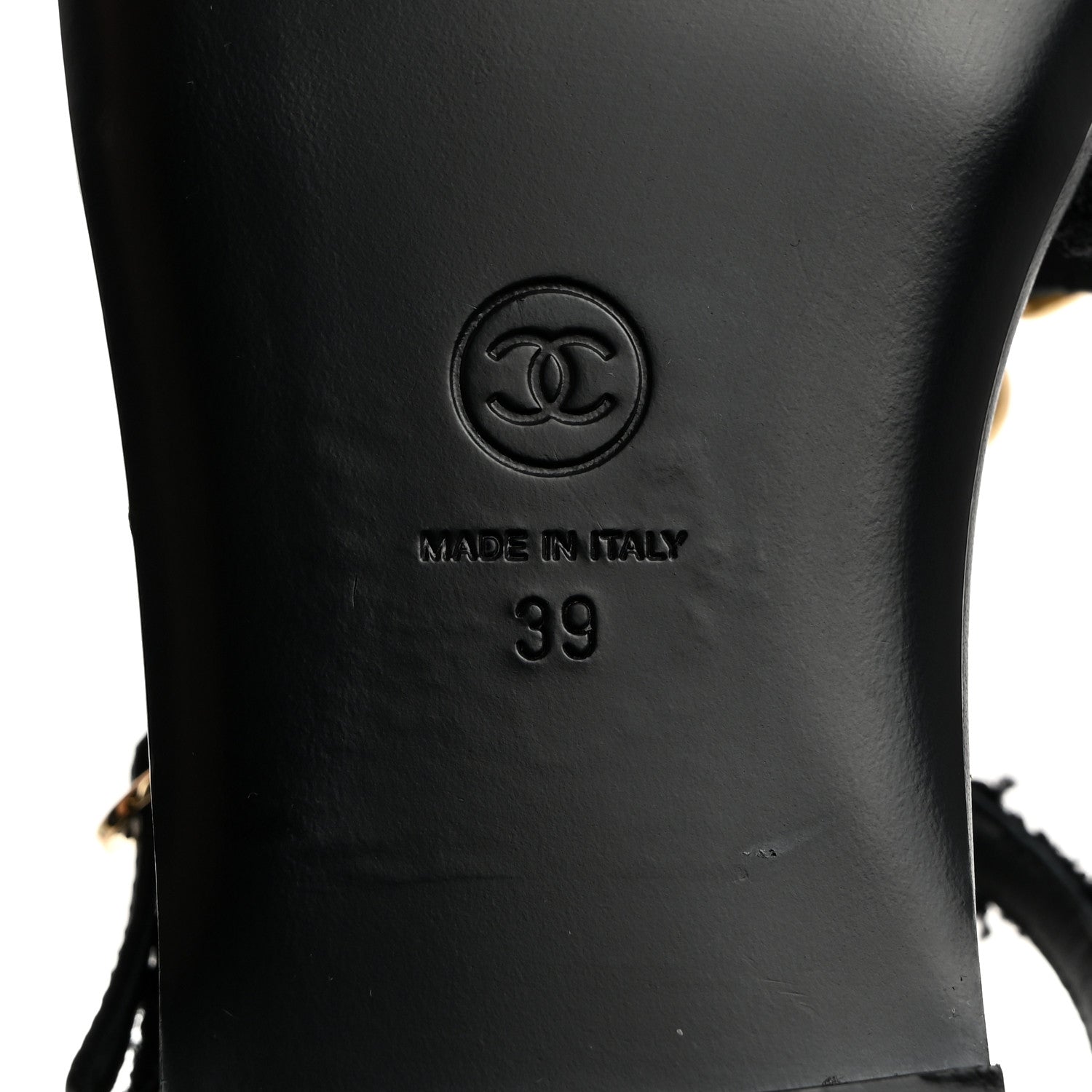 Chanel Tweed CC Turnlock Thong Sandals 39 Black 7 of 7