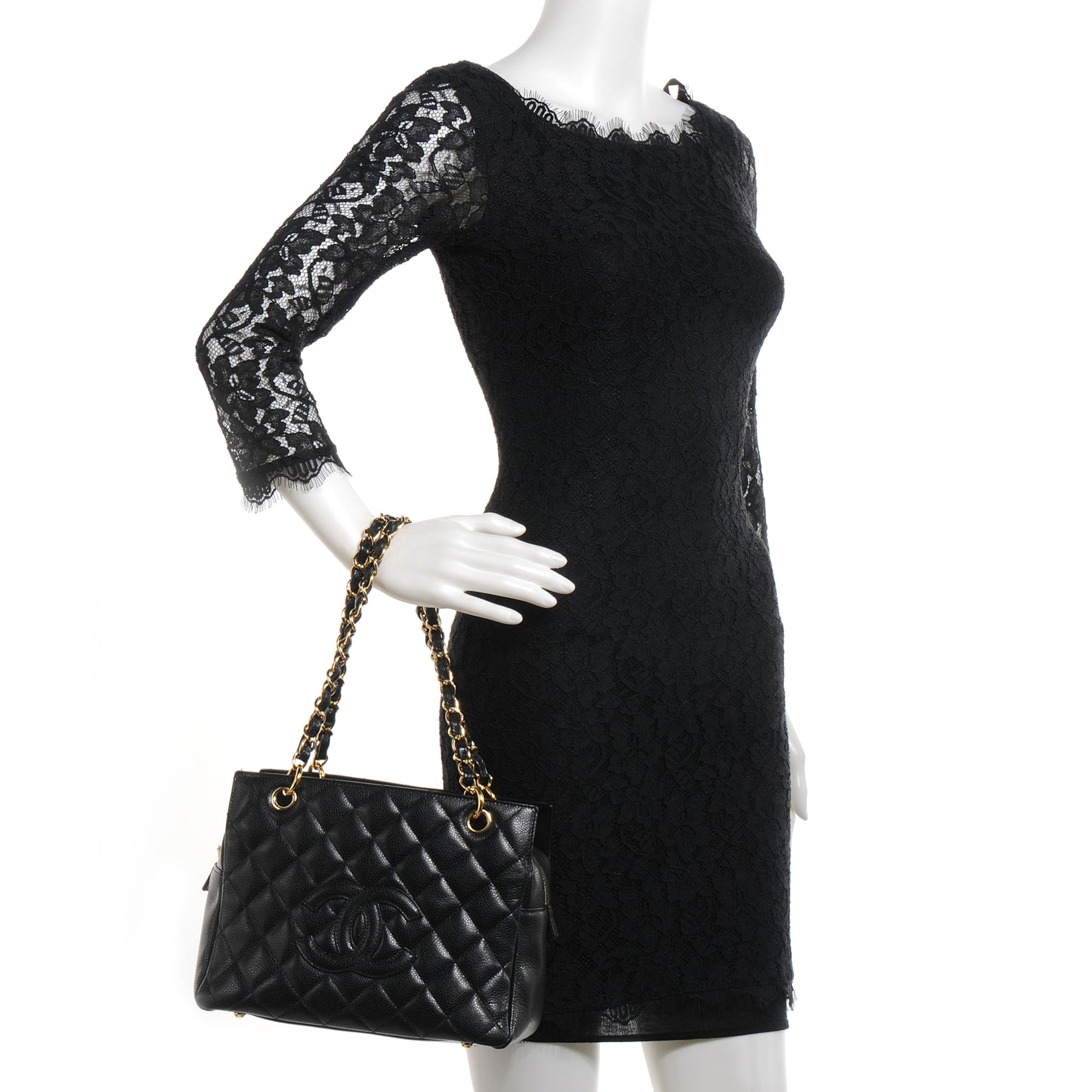 Caviar Quilted Petit Timeless Tote PTT Black