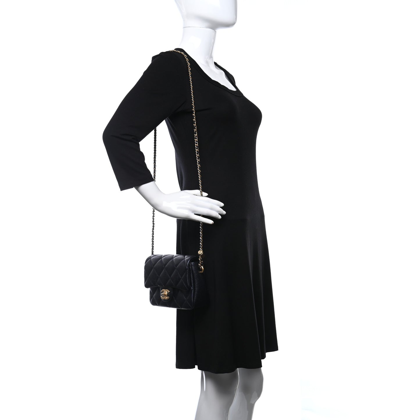 Iridescent Caviar Quilted Mini My Perfect Flap Black