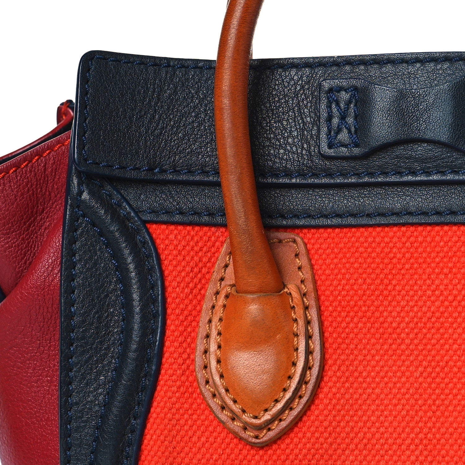 Celine Calfskin Linen Nano Tri-Color Luggage Poppy 13 of 20