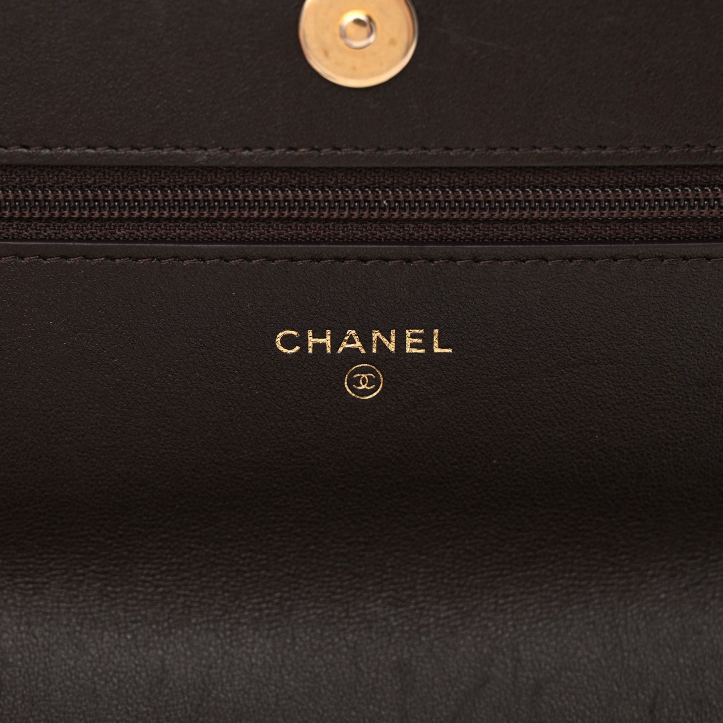 Lambskin Quilted Chanel 19 Wallet On Chain WOC Dark Brown
