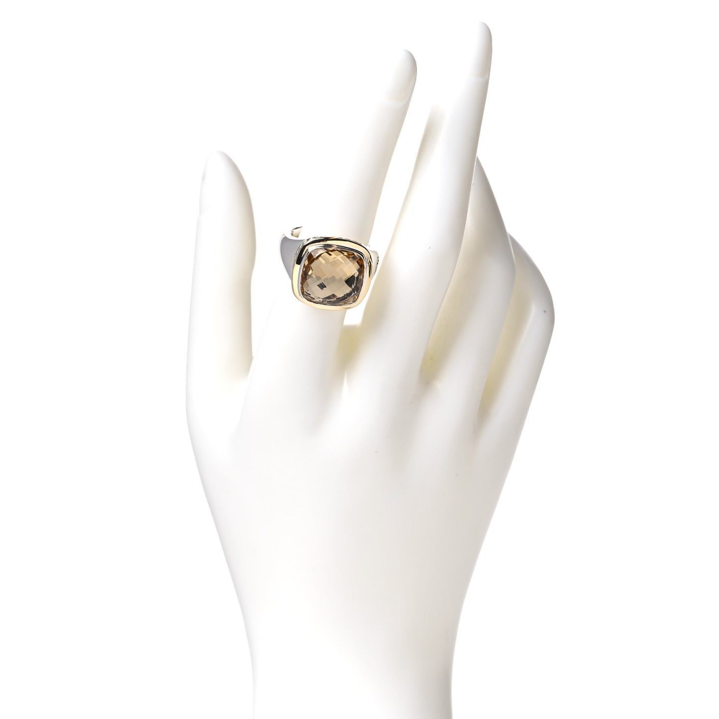 Sterling Silver 18K Yellow Gold Citrine 14mm Albion Statement Ring 54 7