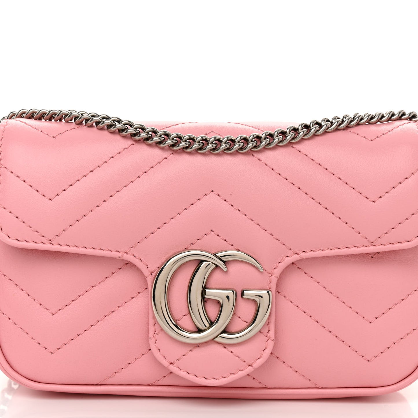 Calfskin Matelasse Super Mini GG Marmont Shoulder Bag Wild Rose