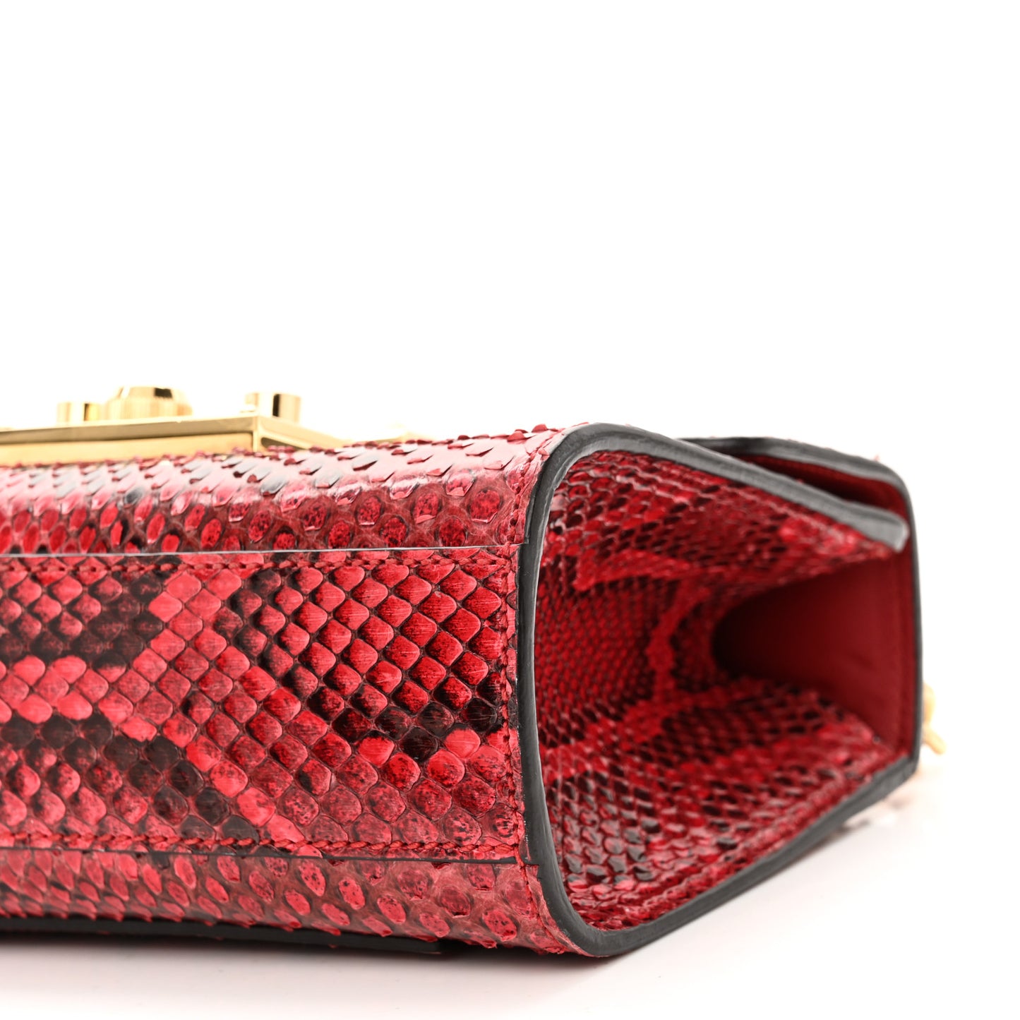 Snakeskin Small Padlock Shoulder Bag Red