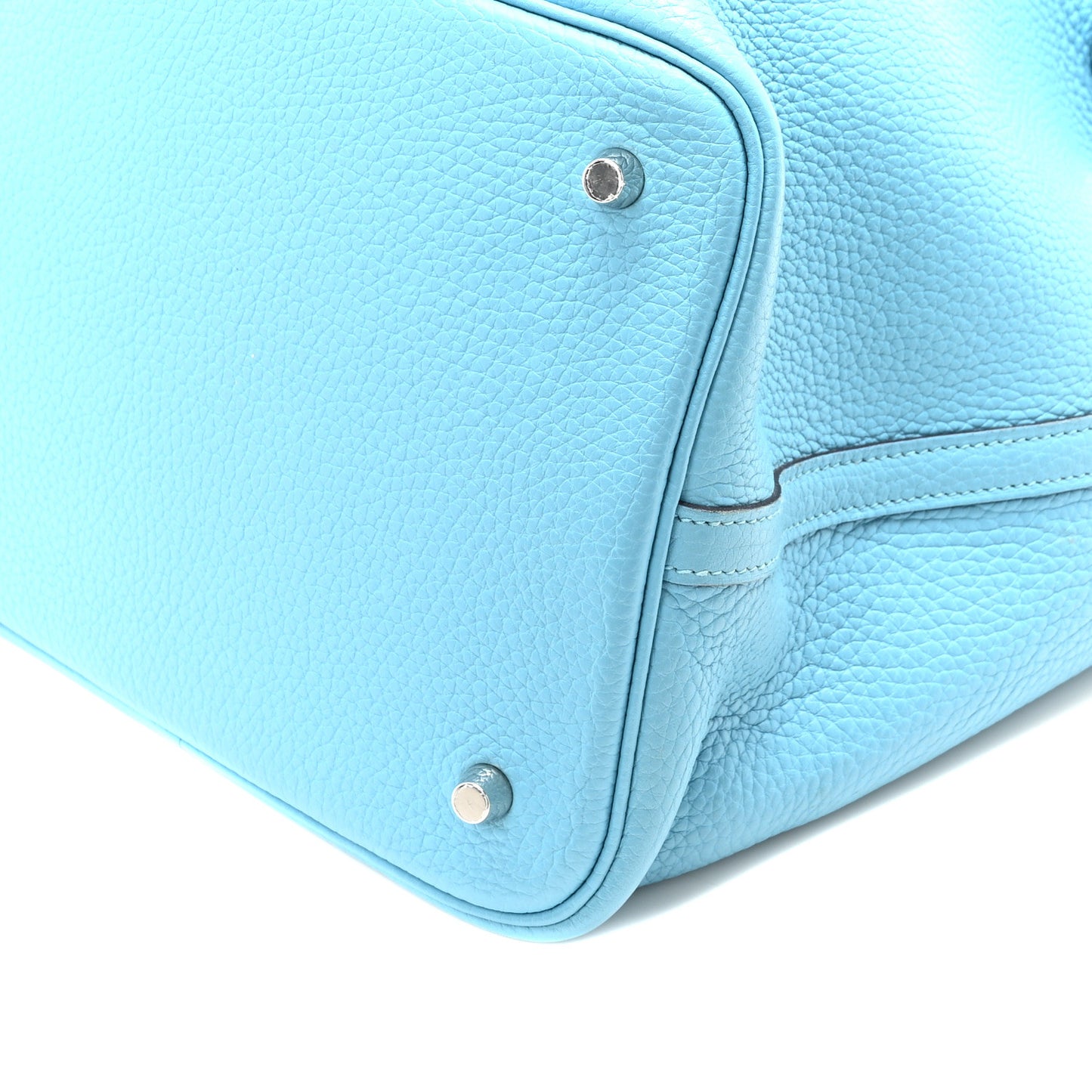 Taurillon Clemence Swift Eclat Picotin Lock 22 MM  Bleu Du Nord Rouge De Coeur
