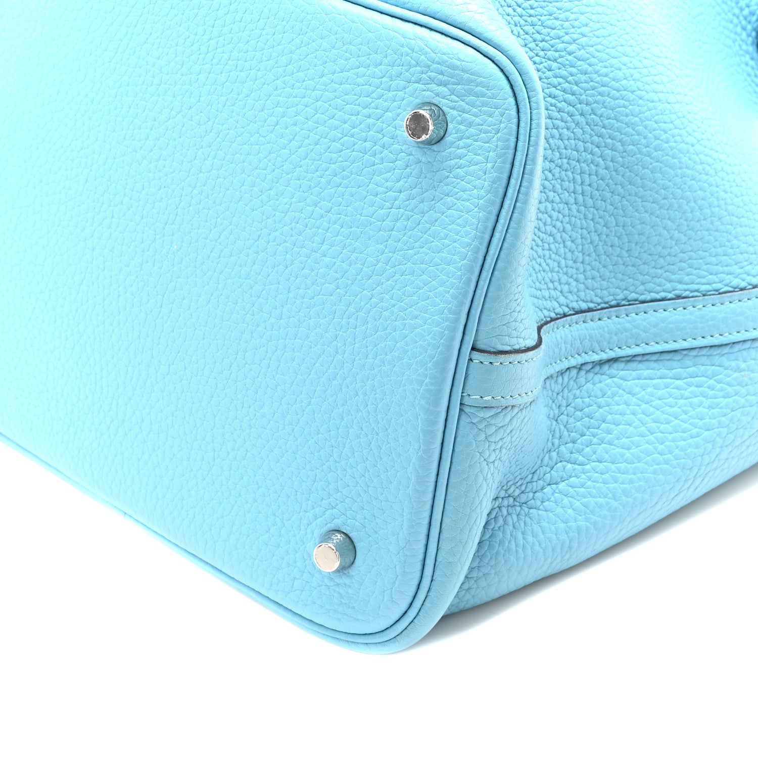 Hermes Taurillon Clemence Swift Eclat Picotin Lock 22 MM  Bleu Du Nord Rouge De Coeur 10 of 10