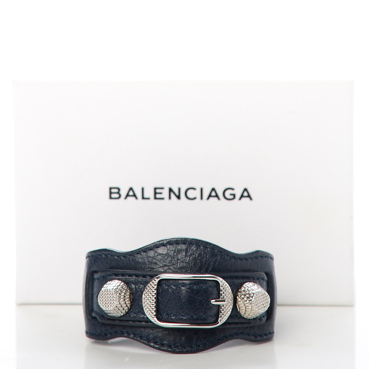 Balenciaga Agneau Arena Giant 12 Silver Hardware Bracelet M Bleu Obscur 5 of 5