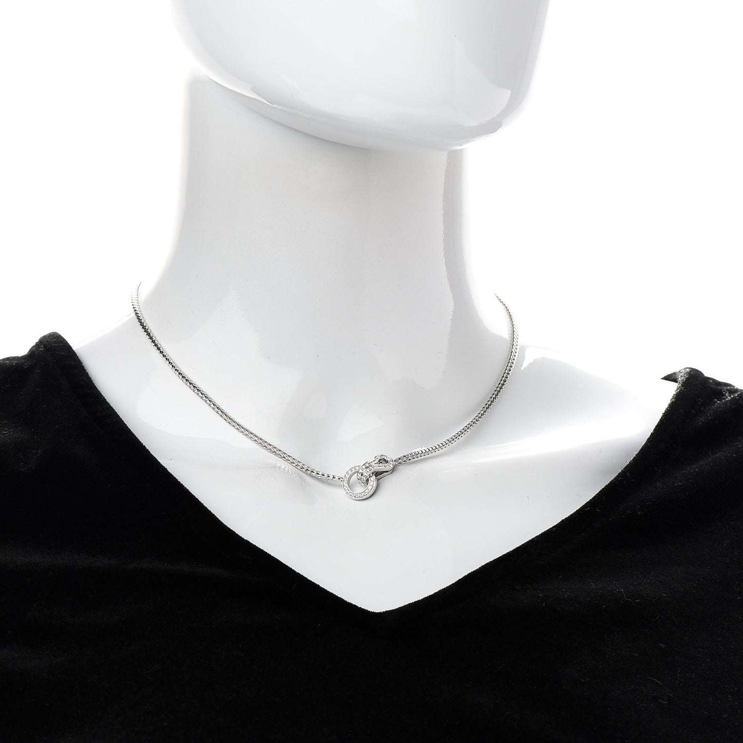 18K White Gold Diamond Agrafe Rope Necklace