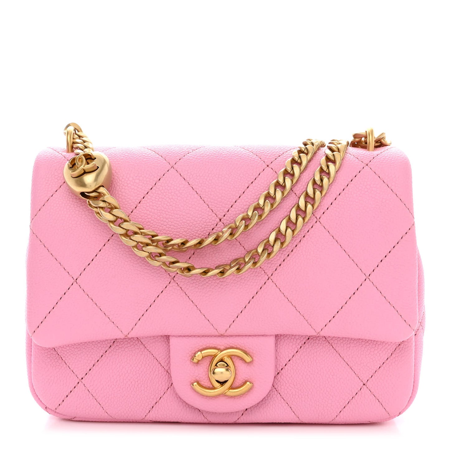 Caviar Quilted Mini Sweetheart Flap Lilac