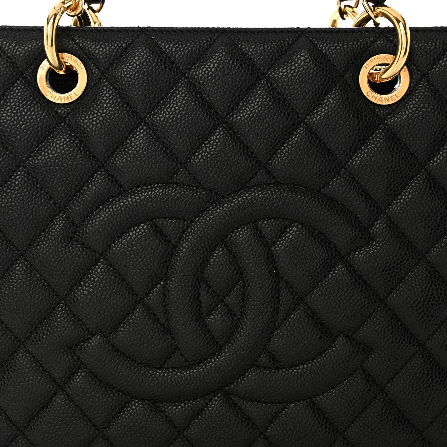 Caviar Quilted Grand Shopping Tote GST Black