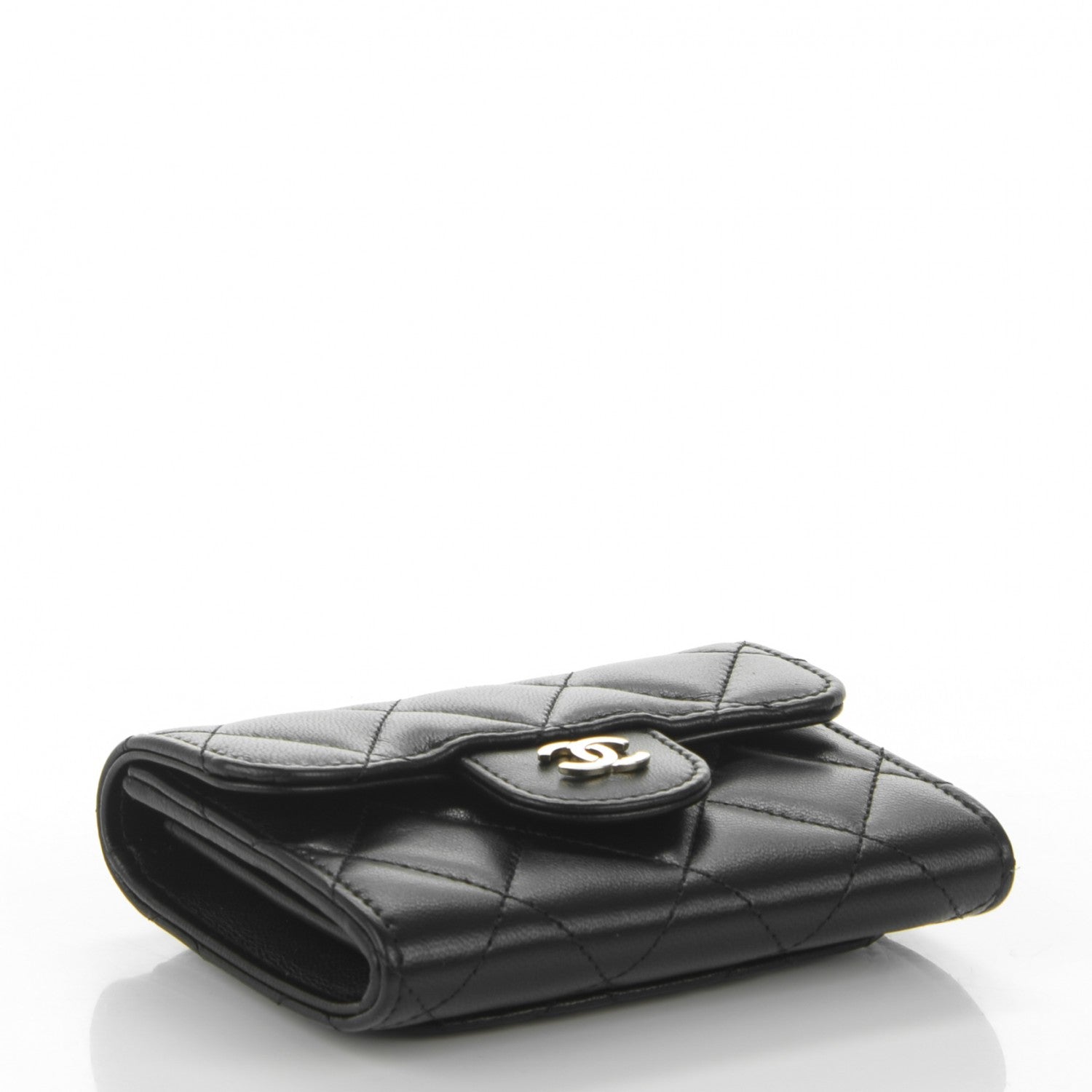 Chanel Lambskin Quilted Flap Card Holder Wallet Black 4 of 8