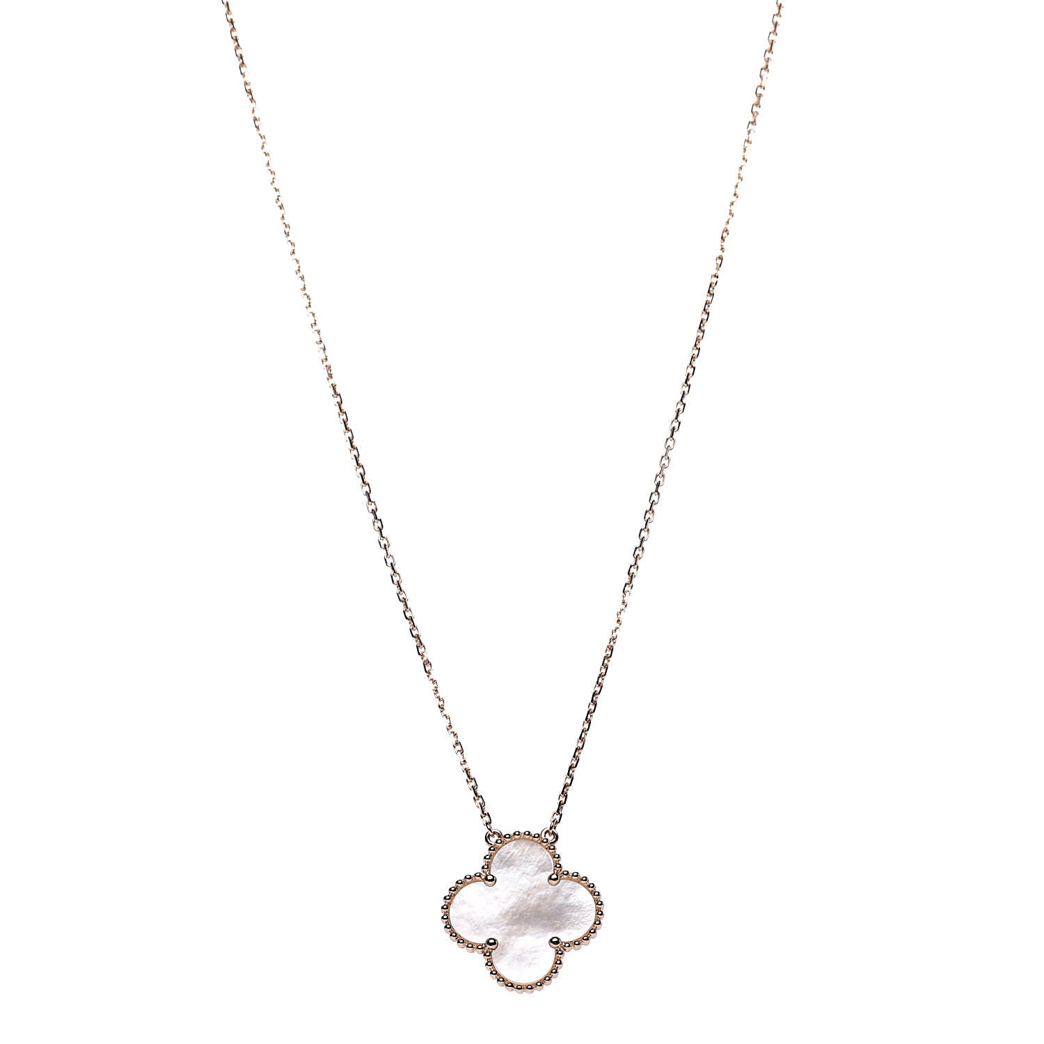 Van Cleef & Arpels 18K Rose Gold Mother of Pearl Magic Alhambra Pendant Necklace 1 of 9