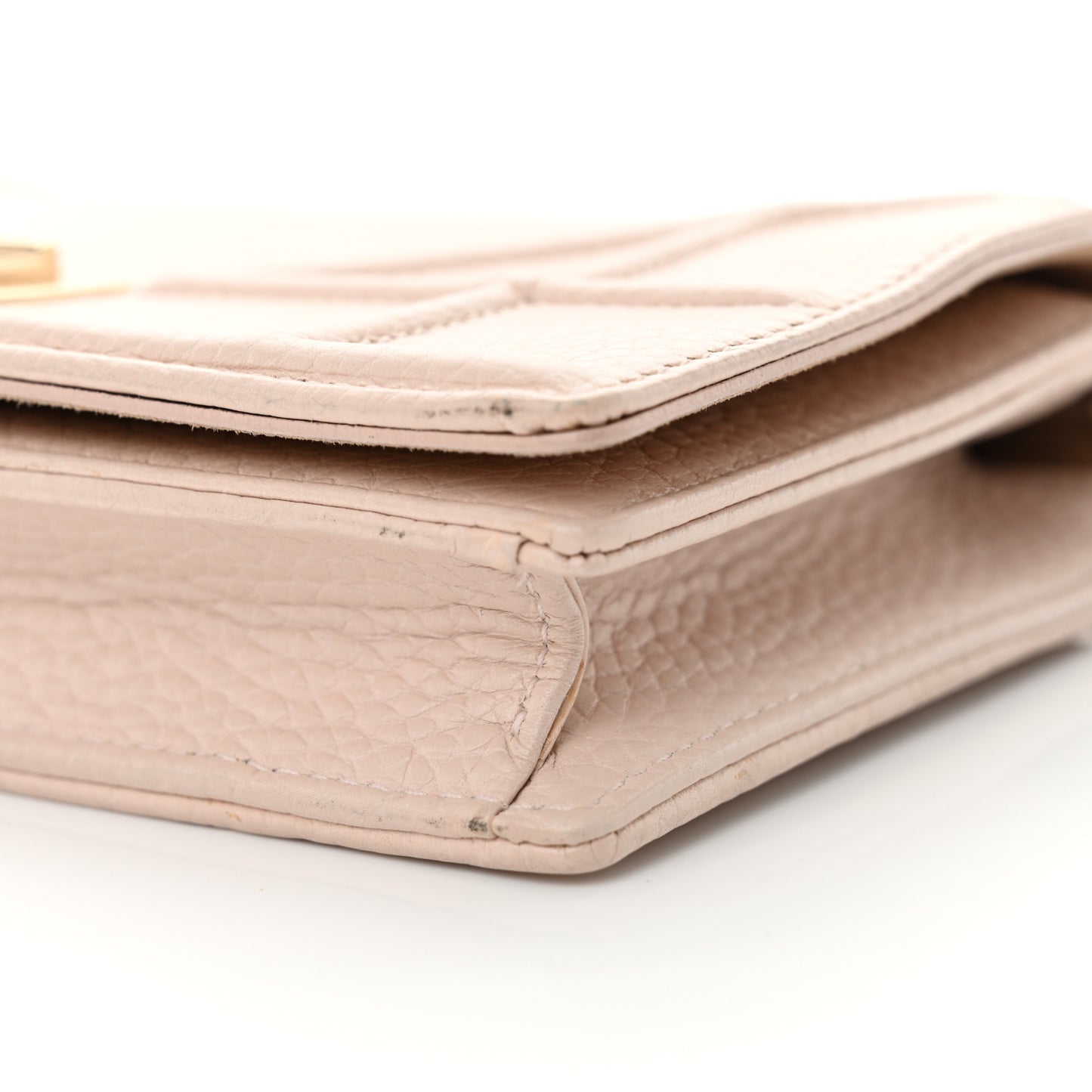 Grained Calfskin Diorama Wallet on Chain Pouch Rose Poudre