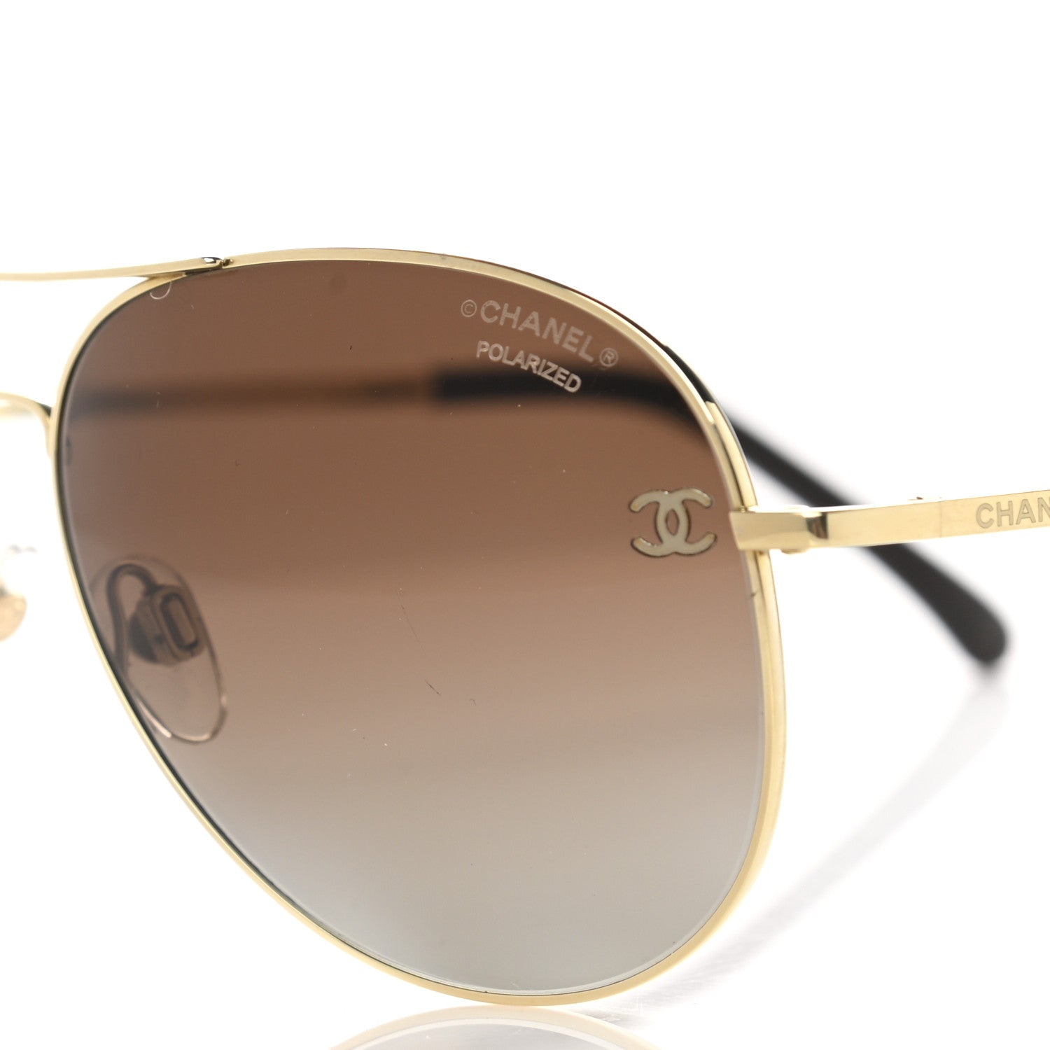Chanel Metal Polarized Aviator CC Sunglasses 4189-T-Q Brown 7 of 7