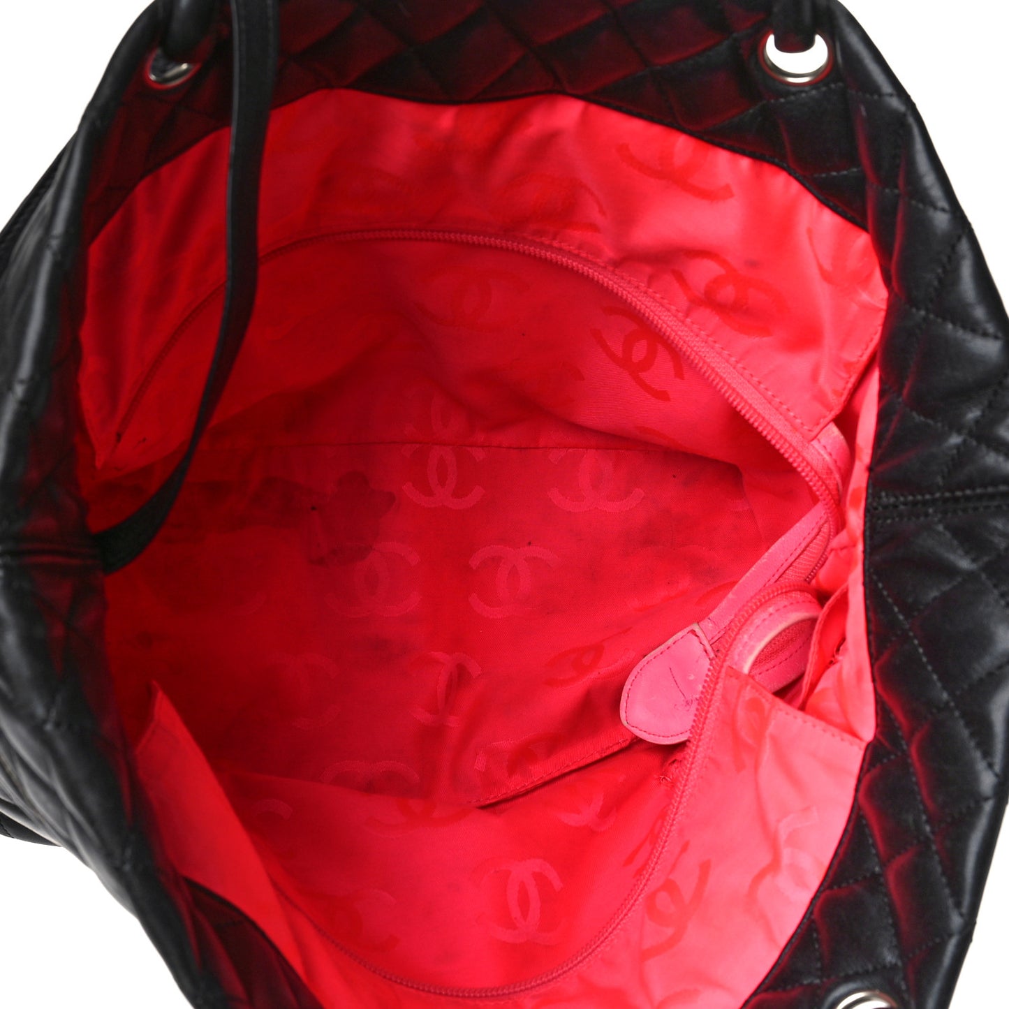 Calfskin Quilted Large Cambon Tote Black