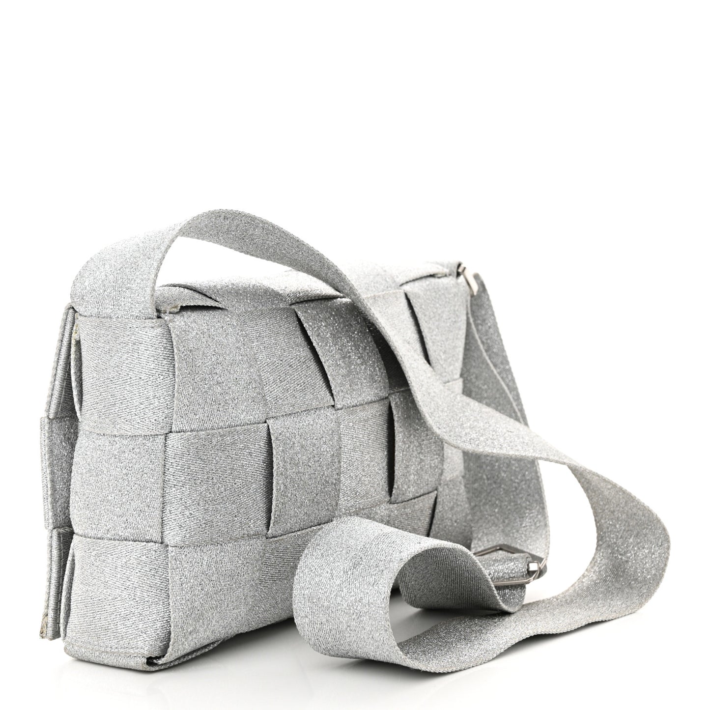 Webbing Maxi Intrecciato Cassette Bag Silver