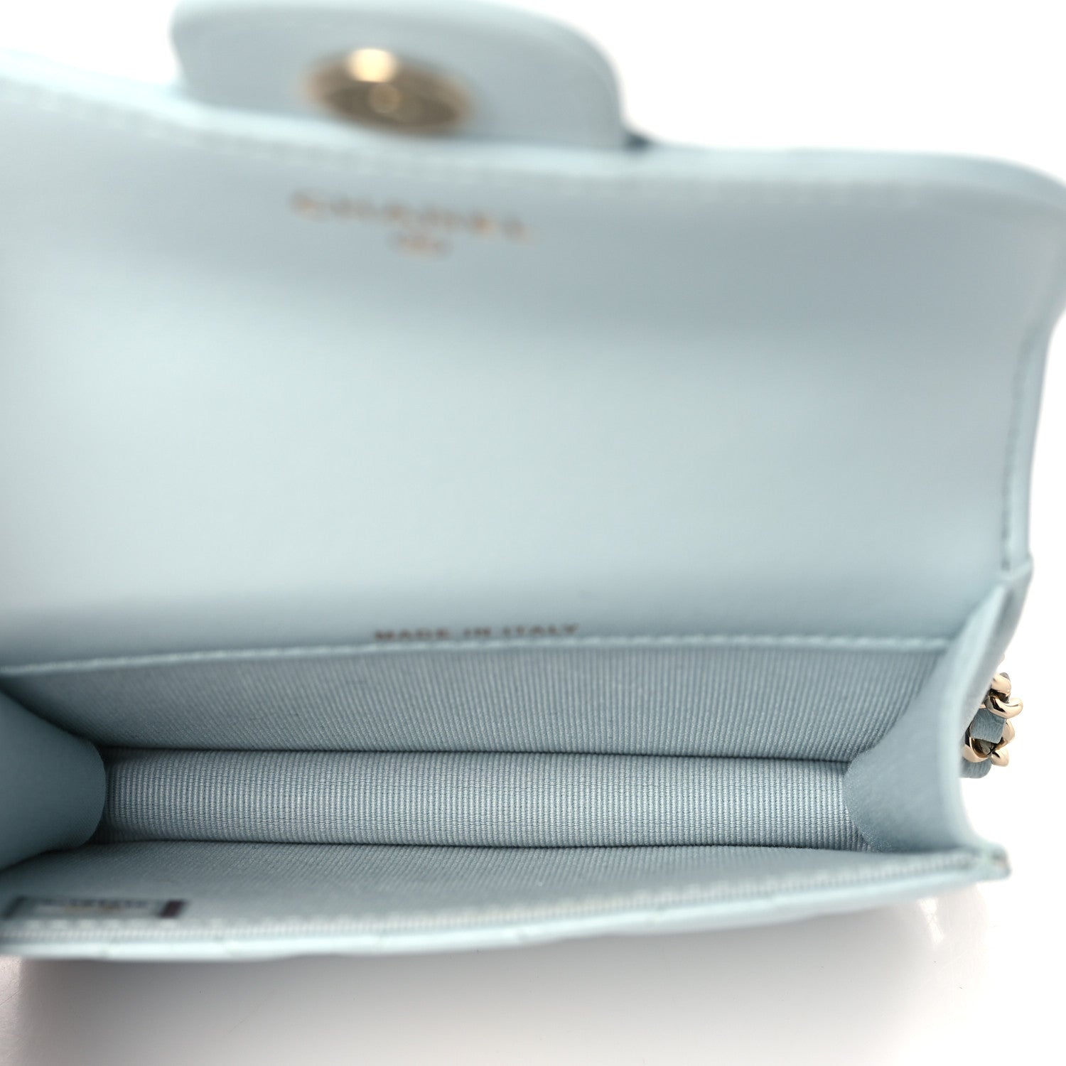 Chanel Lambskin Quilted Top Handle Flap Coin Purse With Chain Light Blue 5 of 11