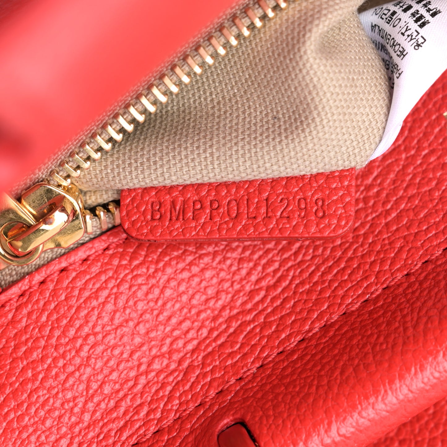 Grainy Calfskin Small Two Handle Title Bag Red