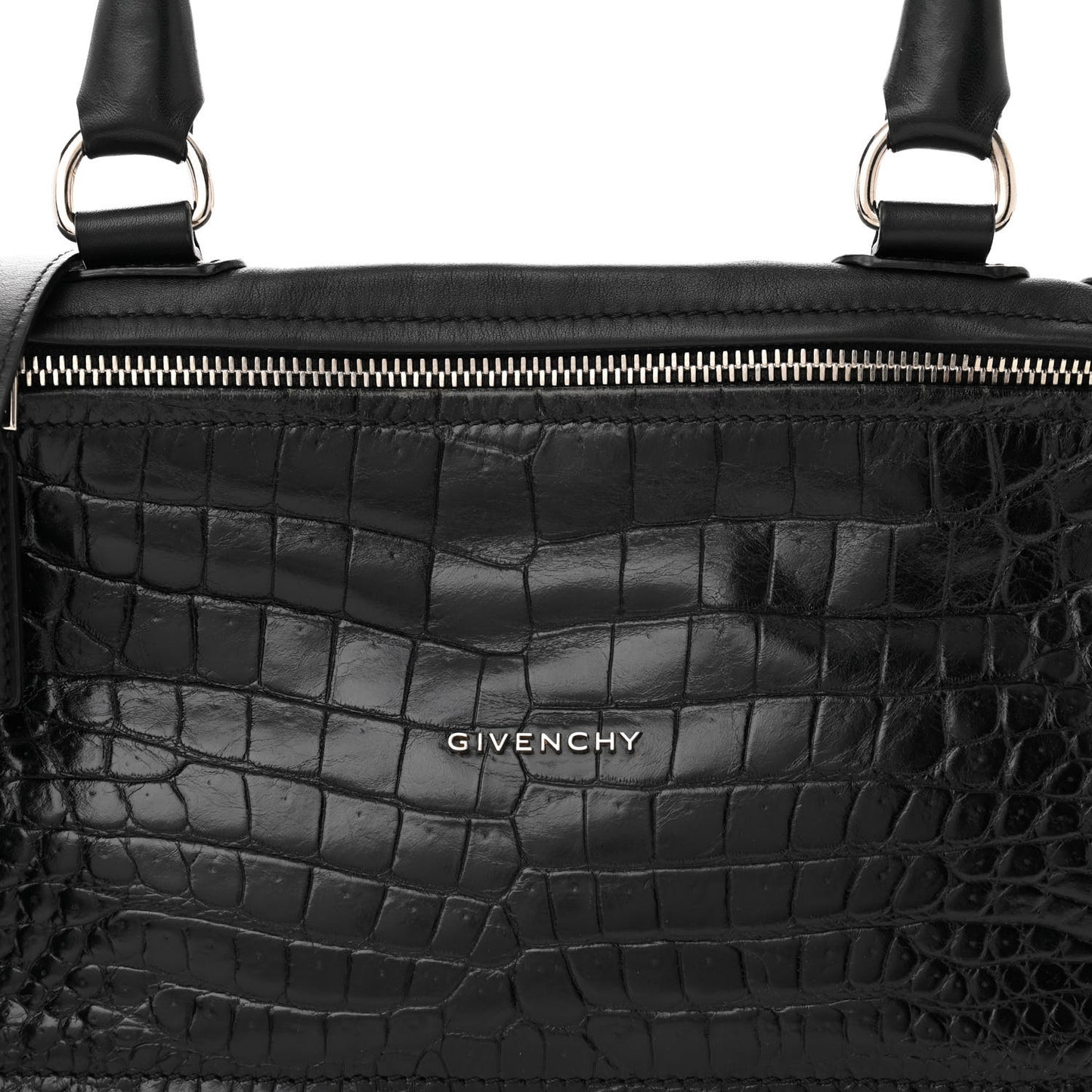 Calfskin Crocodile Embossed Medium Pandora Black
