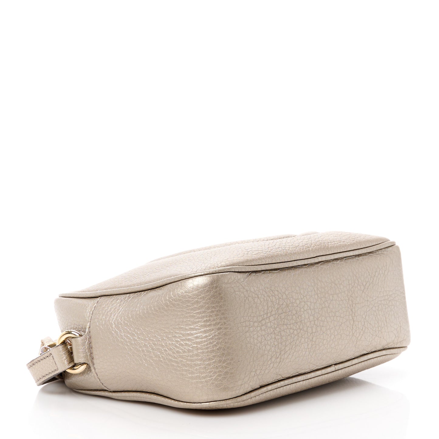 Metallic Pebbled Calfskin Small Soho Disco Bag Golden Beige