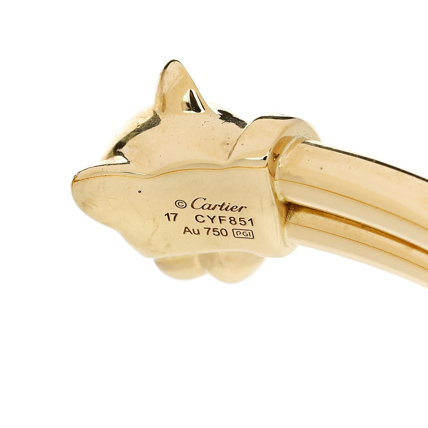18K Yellow Gold Tsavorite Garnet Onyx Panthere De Cartier Cuff Bracelet 17