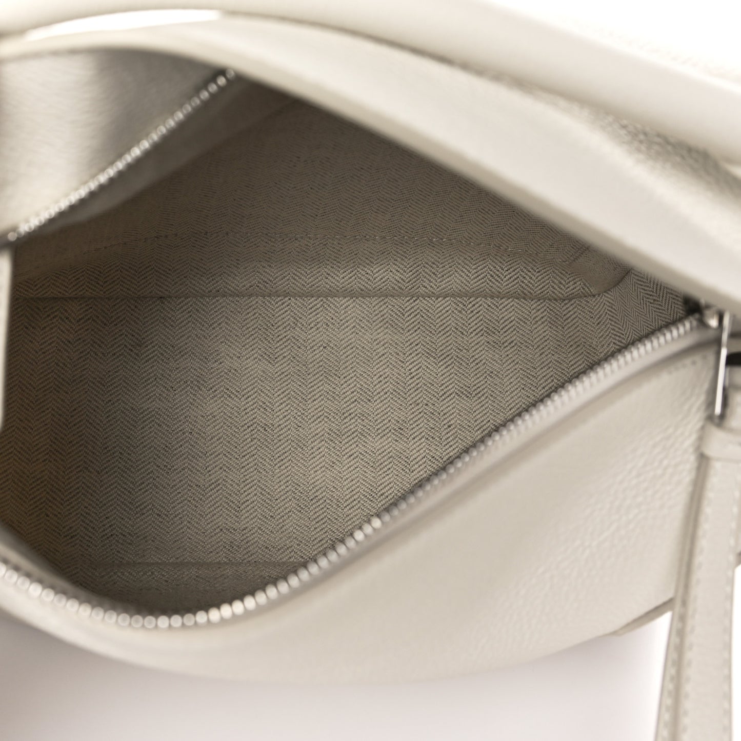Soft Grained Small Puzzle Edge Bag Soft White