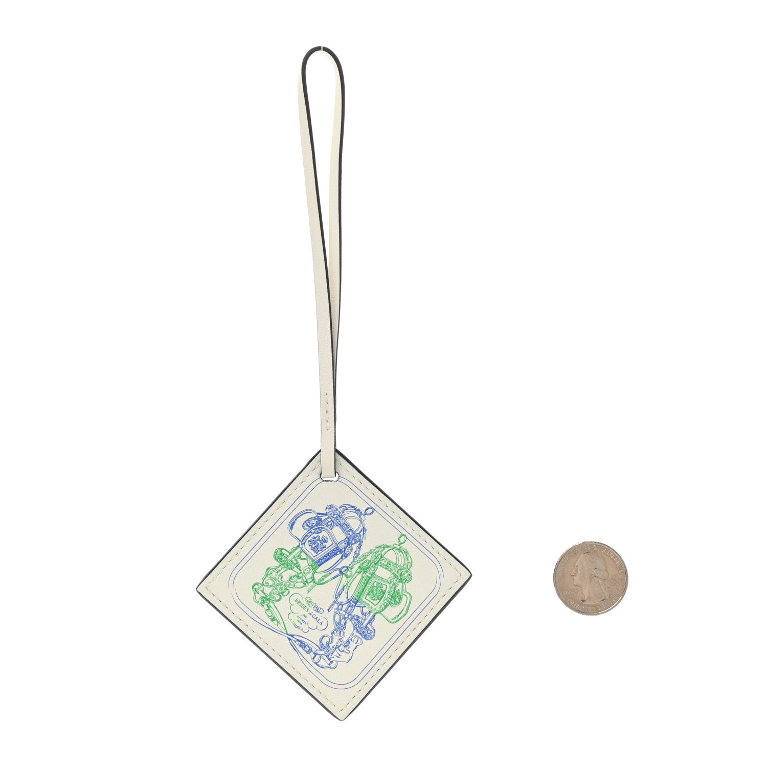 Hermes Swift Carre Nano Bag Charm White Bleu Royal Bambou 2 of 3