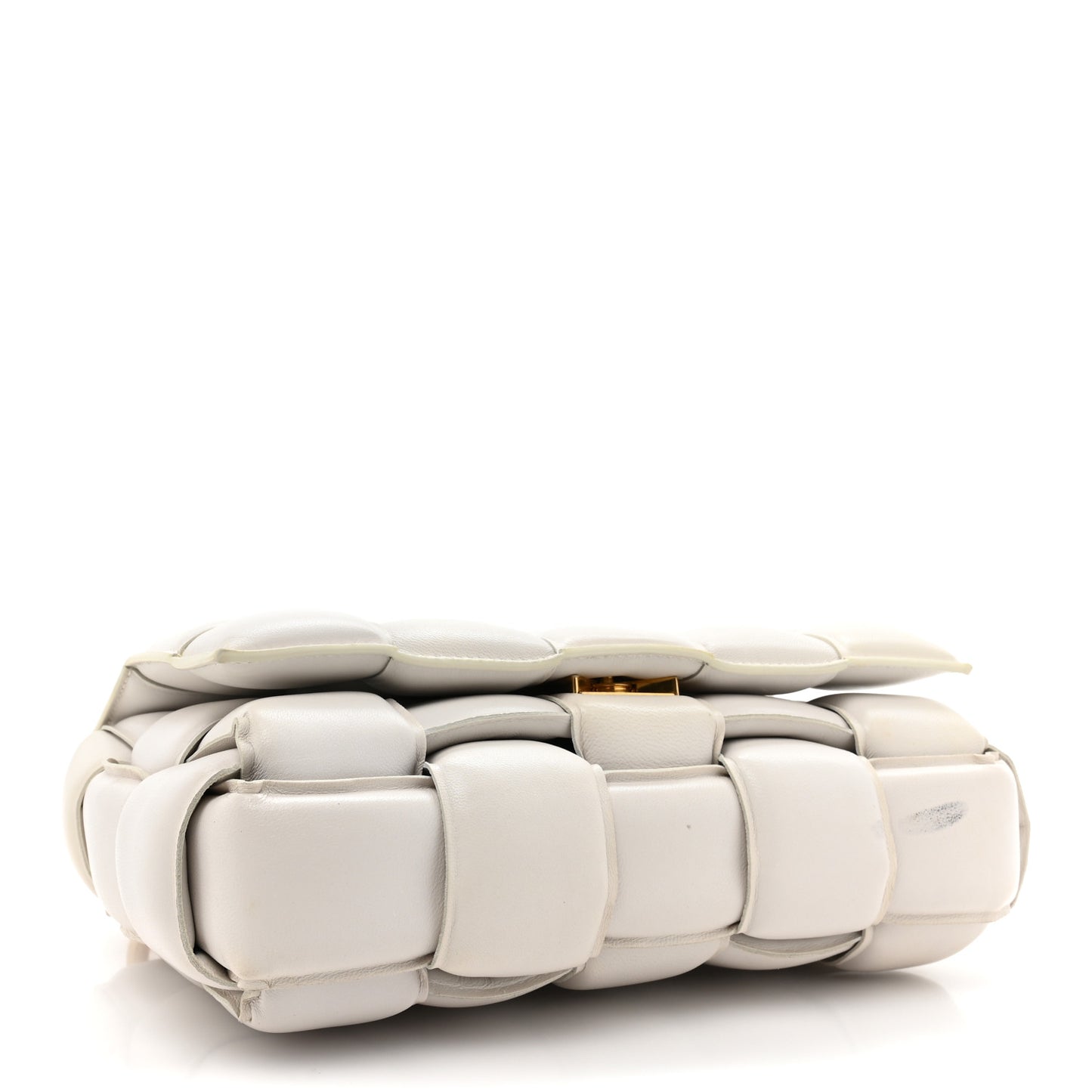 Lambskin Maxi Intreccio Padded Chain Cassette Crossbody Bag White